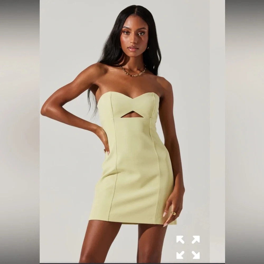 Zara cutout strapless spring yellow cocktail formal dress XL NWOT blogger fav!! - Picture 3 of 9